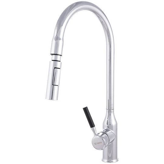Brass / Zinc Kitchen Faucet, Chrome Plated, Hot-Cold Water, Hoses, High Spout, Single Handle [QLI-FA-9719] (QLI-FA-9719)