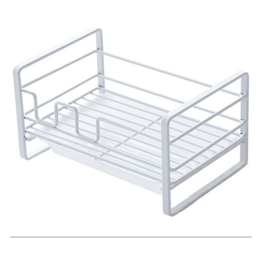 Kitchen Sponge Storage Rack Drain Holder Sponge Drainer Steel Ball Soap Dish Towel Sink (1pcs, White)