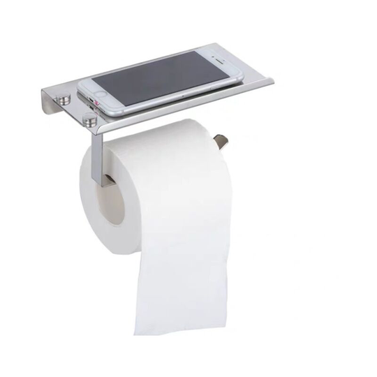 Wall-mounted toilet paper holder with stainless steel shelf 304 with 3M self-adhesive hygienic paper holder with bathroom phone stand (