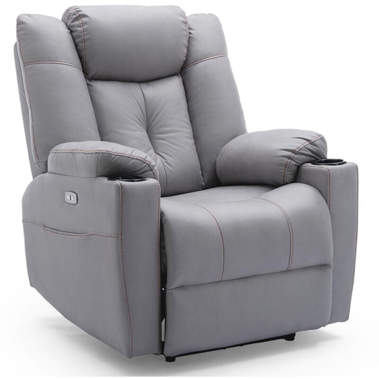 Afton electric fabric auto recliner armchair gaming usb lounge sofa chair grey - Grey