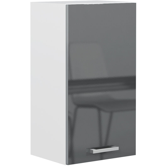 Grey Gloss Kitchen Unit 40cm 400mm Wall Cabinet 1 Door Cupboard Soft Close Luxe - Grey High Gloss