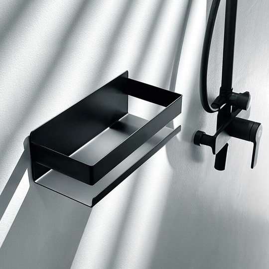 Bathroom Shelf Adhesive Shower Organizer Stainless Steel Shampoo Holder (Black)