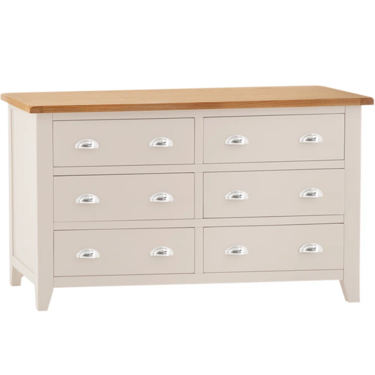 Assembled 6 Drawer Wide Chest Cream