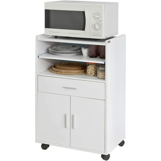 Kitchen Wheeled Microwave Shelf,Storage Cupboard Cabinet Unit, FSB09-W - Sobuy