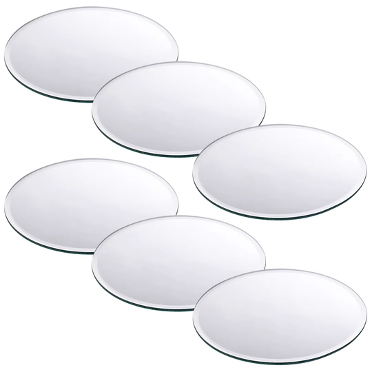 6X Glass Mirror Plates Round 20Cm