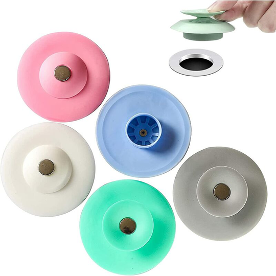 5pcs Universal Silicone Drain Plug, ufo Pressure Floor Drain, Universal Silicone Sink Plug, Universal Silicone Bathroom Plug, Multifunctional Drain