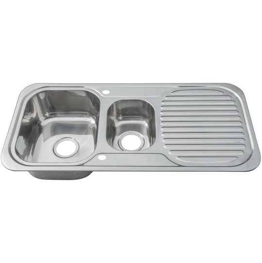 Reversible 1.5 Bowl Stainless Steel Kitchen Sink & Drainer & Waste Kit (E01 mr)