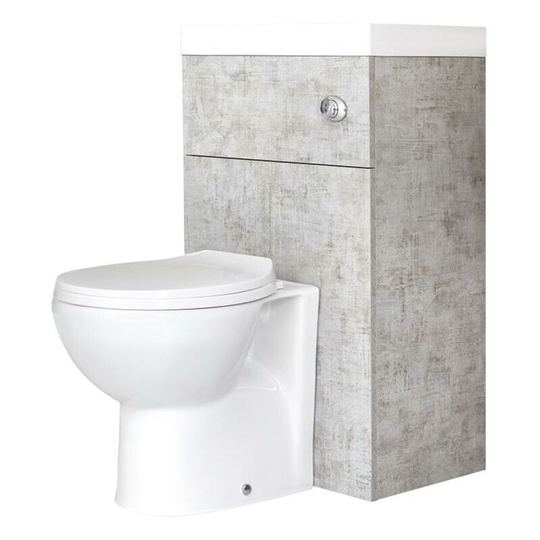 Milano - Lurus - Concrete Grey Modern Bathroom Combination Basin Sink and Toilet wc Unit with Back to Wall Pan, Soft Close Seat and Dual Flush