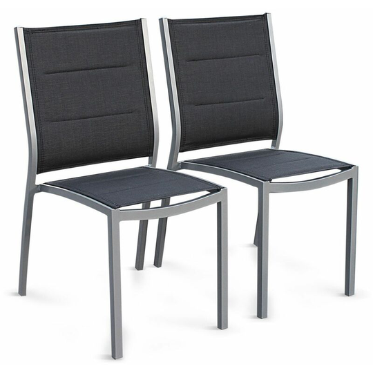 Set of 2 Chicago/Philadelphia chairs - Grey aluminium and textilene - Grey