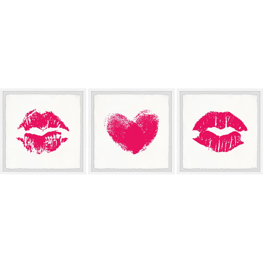Lips and Hearts by Marmont Hill - 3 Piece Picture Frame Graphic Art