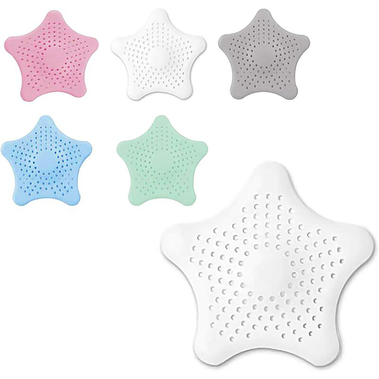 6 Rooms Sillione Shower Drain Covers, Starfish Filter Catch Hair Shower Tube Drainer Catch Hair Cap With Suction COUTE for Kitchen Bathroom