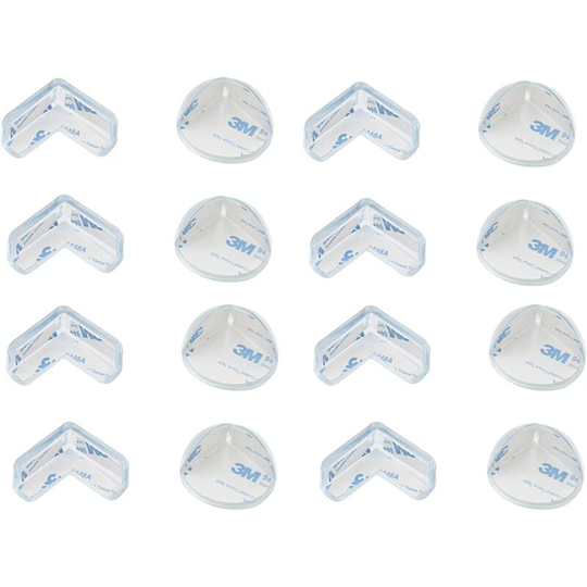 Corner Protectors, 16 Pack Transparent Anti-Collision (Square+Round), Strong Adhesion
