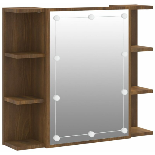 Vidaxl - Mirror Cabinet with led Brown Oak 70x16.5x60 cm Brown