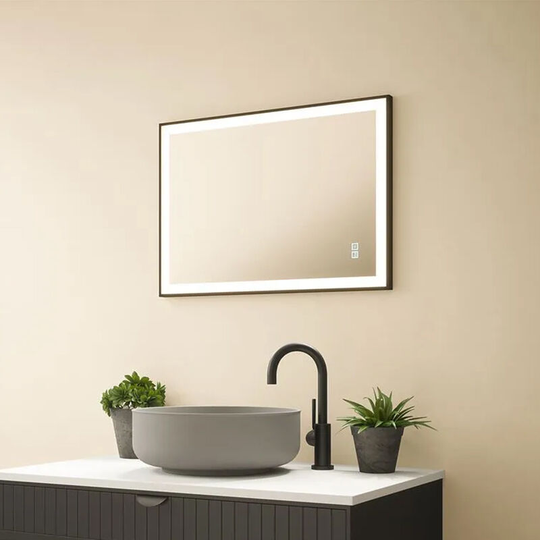 Langley Rectangle Tunable led Mirror with Matt Black Trim