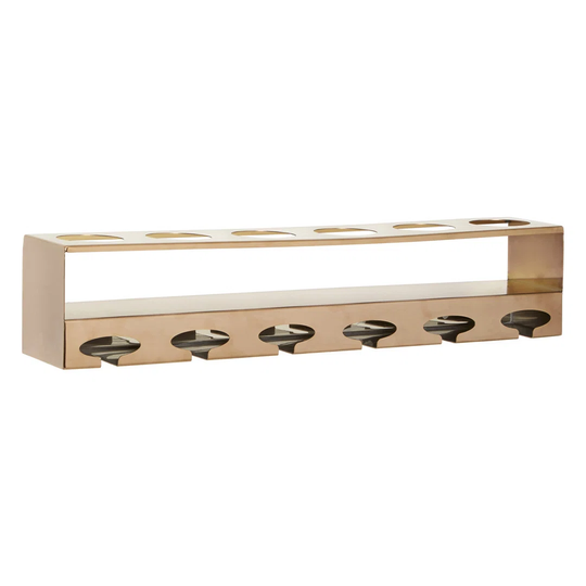Bladwell 6 Bottle Metal Wall Mounted Wine Bottle & Glass Rack in Rose Gold