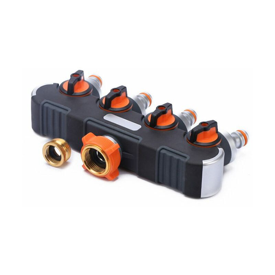 Perlerare - 4 Way Garden Hose Splitter 3/4' & 1/2' Clip-on Utility Faucet Adapter for Garden Hose Irrigation