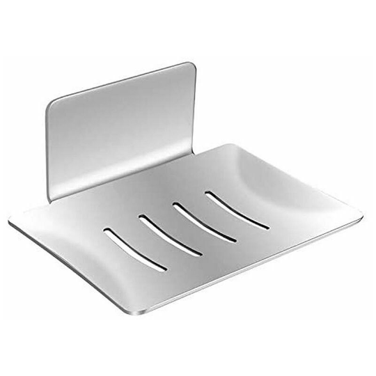 Rlife Wall Mounted Soap Dish, Stainless Steel Self Adhesive Shower Soap Dish, Bathroom Kitchen Soap Box, Used to Store Soap Sponge Brush(1 pcs Silver)