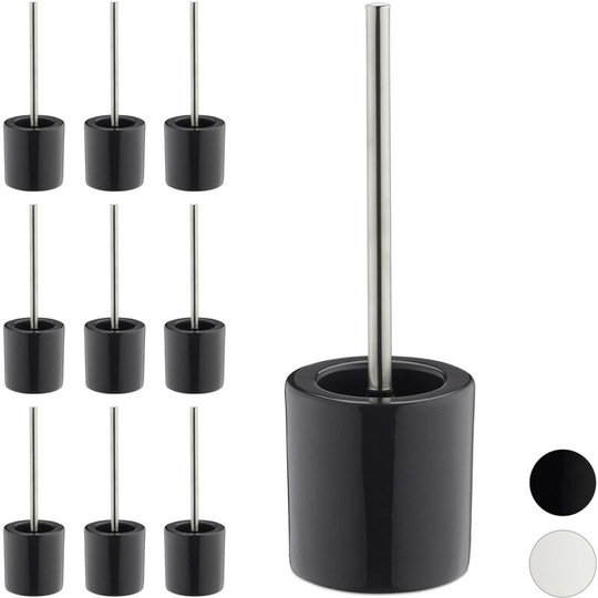 Set of 10 Relaxdays Bathroom & Toilet Accessory Packages, Brush Holder, Brush Head, Bath Set, HxD 38.5 x 12.5 cm, Grey
