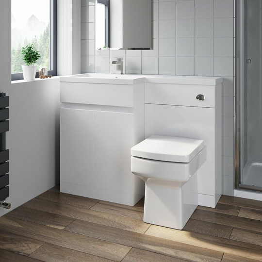 Artis - Bathroom Vanity Unit Basin Sink 1100mm Toilet Combined Furniture Left Hand White - White