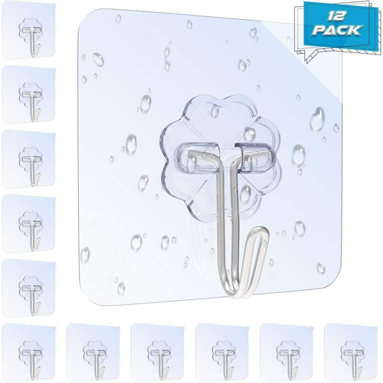Self-adhesive hooks without perforation for kitchen and bathroom ceilings - 12 pieces