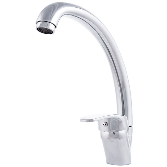 Brass / Zinc Kitchen Faucet, Chrome Plated, Hot-Cold Water, Hoses, High Spout, Single Handle [QLI-FA-5504A] (QLI-FA-5504A)