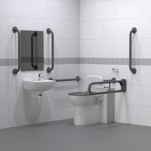 Nymas NymaPRO Back to Wall Doc M Toilet Pack with Grey Exposed Fixings Grab Rails DM800K/GY
