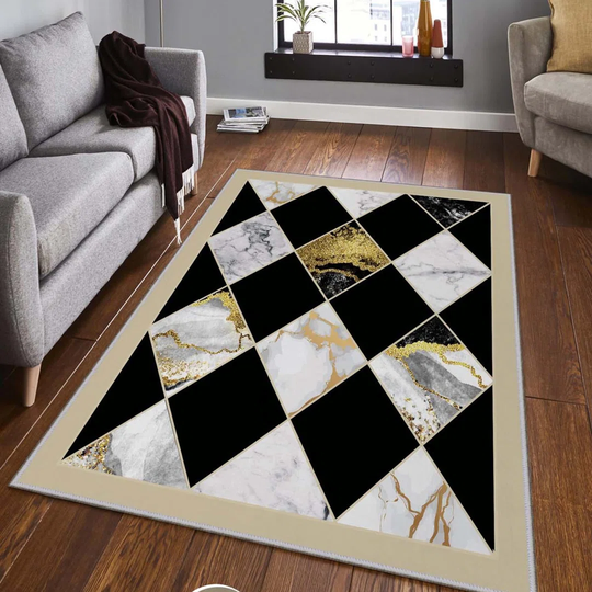 Reedsville Machine Woven Black/White/Yellow Rug