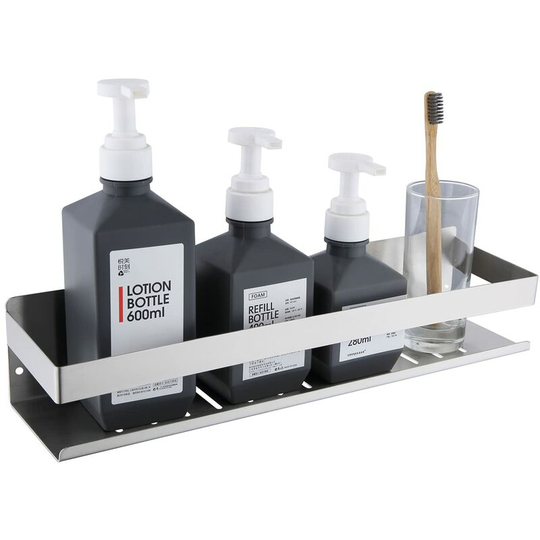 Self Adhesive Shower Caddy, Bathroom Shelf Without Drilling SUS304 Stainless Steel Adhesive Shower Caddy, Brushed Nickel 23CM