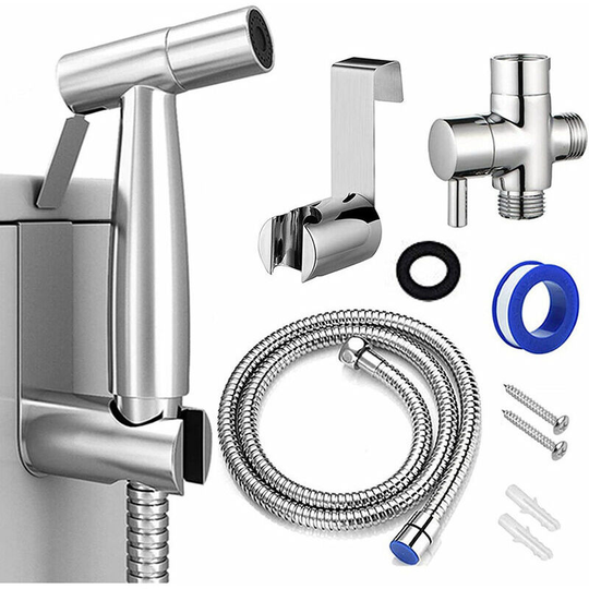 Morejieka - Stainless Steel Bidet Hand Shower Toilet Spray - with 3-Way Valve Perfect for Personal Hygiene, Cleaning Care