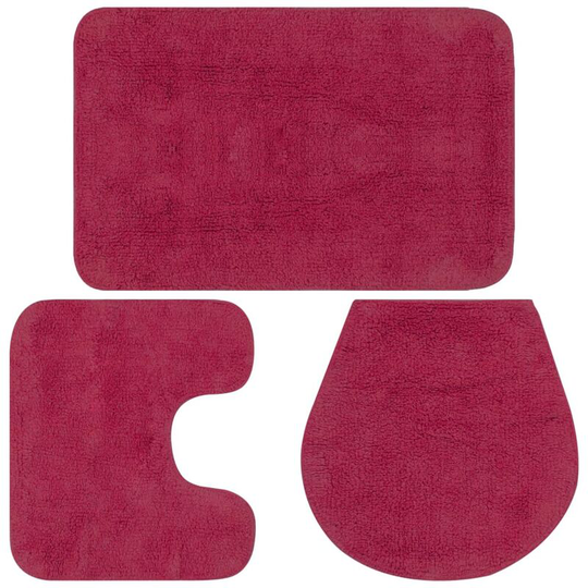 Bathroom Mat Set 3 Pieces Fabric Fuchsia VDTD02204 - Topdeal