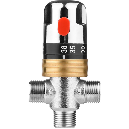 Thermostatic Temperature Control Valve Hot Cold Water Shower Mixer G1/2 Copper Mixing Valve Three-Way Shower Diverter Valve for Solar Heating System