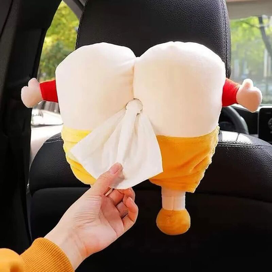 Car Tissue Box, Xiaoxin Plush Cartoon Shaped Butt Paper Holder Soft Towel Holder with Hanging Drawers Cute Car Tissue Box for Car, Home, Bathroom,