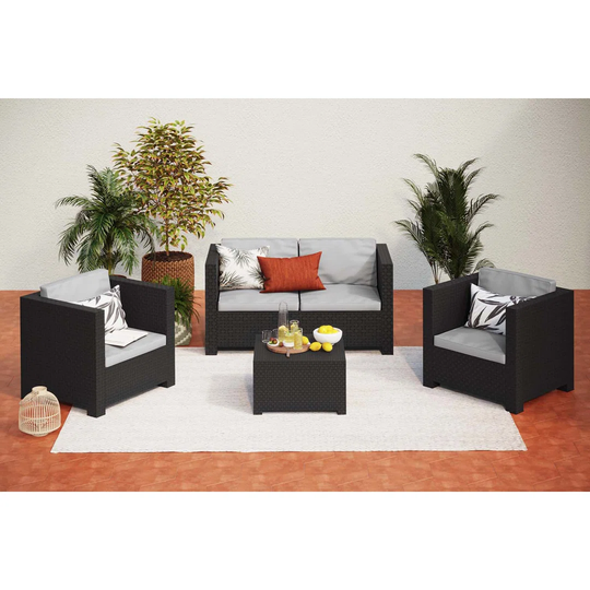 Ceyonce All Weather Wicker/Rattan 4 - Person Seating Group with Cushions