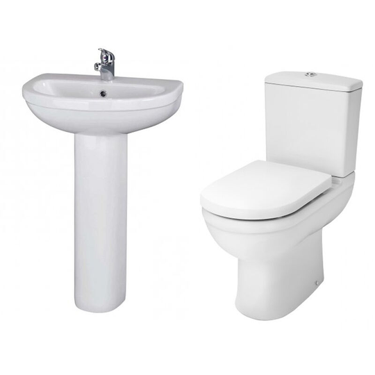 Nuie Ivo Bathroom Suite with Close Coupled Toilet and Basin 550mm - 1 Tap Hole