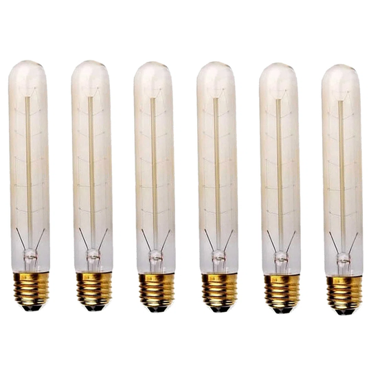 6 Pack E27 Screw Bulb Vintage Edison Light Bulbs 60W T185 ES Decorative Light Bulbs Retro Amber Filament Incandescent Bulb Warm White 2700K