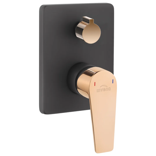 Black/Rose Gold Brass Wall Concealed Shower Mixer Simple Tap Single Lever With Handshower/Rainfall Button
