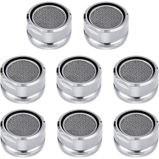 Bathroom Sink Faucet Aerator Replacement Parts 8 pcs with Brass Shell, 2.2 gpm Flow Retrictor Insert Faucet Tap, 15/16-Inch or 24mm Male Threads,