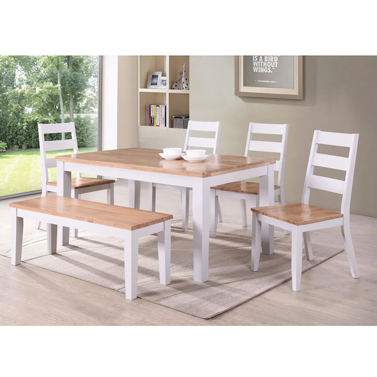 Huldah Dining Set with 4 Chairs and one Bench