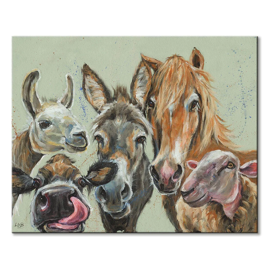 Farmyard Selfie by Jane Bannon - Wrapped Canvas Painting