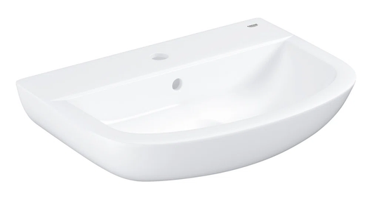 White Ceramic Rectangular Wall Mount Bathroom Sink with Overflow