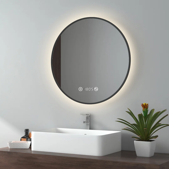 LED Bathroom Mirror with Lighting, 60cm Brushed Gold Frame LED Bathroom Mirror