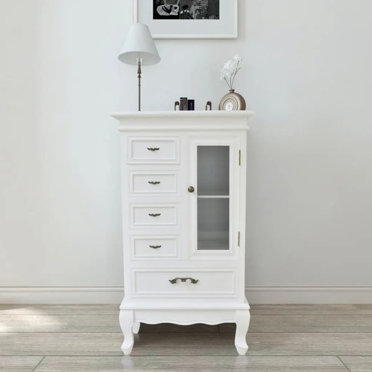 Erwinville Cabinet With 5 Drawers 2 Shelves White