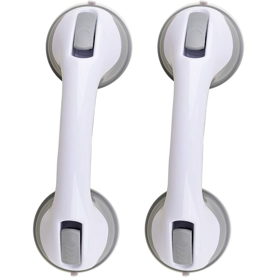 2 Pack) Shower Handle 12 inch Grab Bars for Bathtubs and Showers Suction Grab Bar Bathroom Bathtub Bath Handles Handicap Elderly Seniors Safety Cup