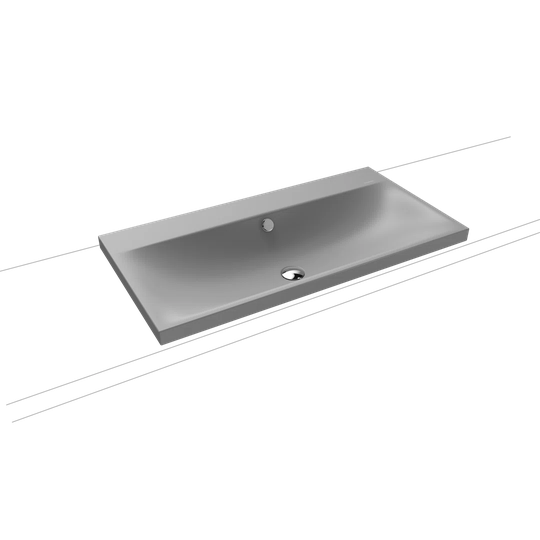 Grey Steel Enamel Rectangular Bathroom Sink with Overflow