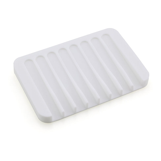 Soap Dish Silicone Self Draining Soap Storage Box Plate Dry Soap Saver Soap Tray with Comb Shape for Shower Bathroom Kitchen White-4Pcs SOEKAVIA