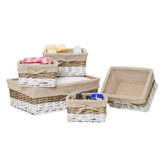 Arcade 5 Piece Wicker/Fabric Storage Basket Set