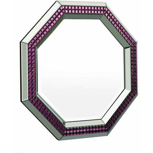 Purple and Clear Mirrored Glass Octagonal Mirror - Premier Housewares