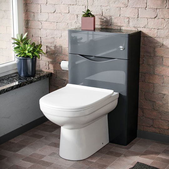 Neshome - Lyndon Modern Back To Wall Toilet Pan and wc Unit Soft Close Seat Grey