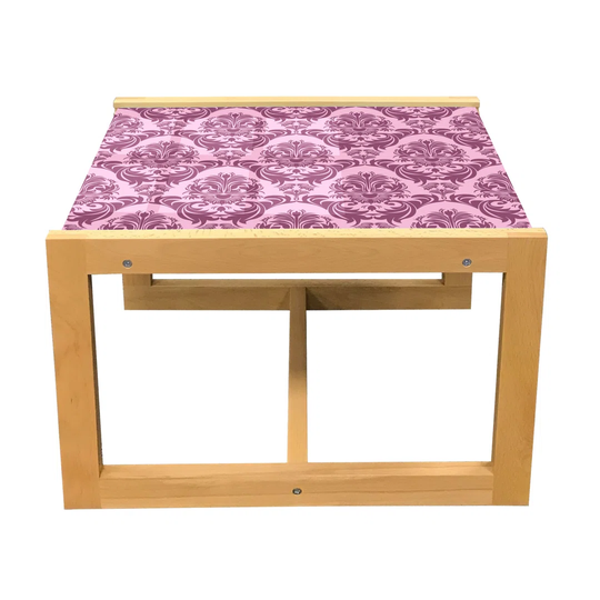 Victorian Coffee Table, Toned Repetitive Motif With Royal Rococo Influences Pattern, Acrylic Glass Center Table With Wooden Frame For Offices Dorms Pa