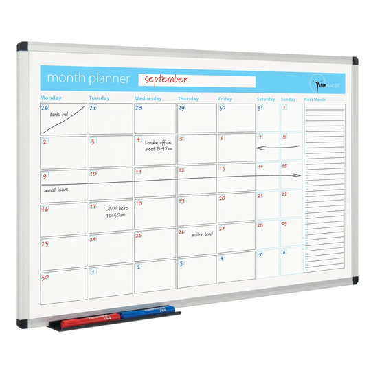 Planner Wall Mounted Whiteboard, 60cm H x 90cm W